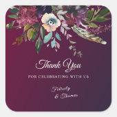 ブルゴーニュSplendor水彩フローラありがとう スクエアシール (正面)