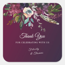 ブルゴーニュSplendor水彩フローラありがとう スクエアシール