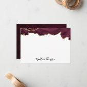 ブルゴーニュVelvet Agate Geodeスクリプトタイポグラフィ2 ノートカード (正面/裏面インサイチュ)