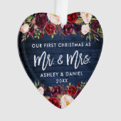 ブルゴーニ素朴ュフローラ初めてのクリスマスブルー オーナメント (正面)