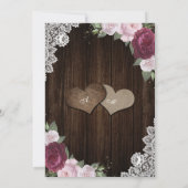 ブルゴーニ素朴ュ赤面ピンクフローラキンセアニェラ 招待状 (裏面)