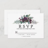 ブルゴーニ素朴ーと松の植物結婚式RSVP 出欠カード (正面/裏面)