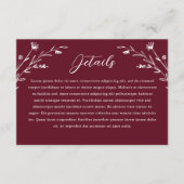 ブルゴーニ素朴ーのワイルドフラワー結婚の詳細カード エンクロージャーカード (正面)