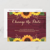 ブルゴーニ素朴ーヒマワリの日結婚付けの変更 案内ポストカード (正面/裏面)