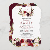 ブルゴーンディマルサラフローラ〔雄ジカの〕枝角卒業パーティー 招待状 (正面/裏面)