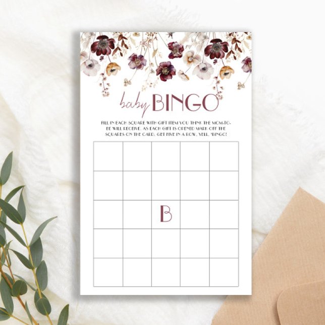 ブルゴーンドワイルドフラワーベビーシャワーベビーアイテムABCゲーム (クリエイターアップロード済み)