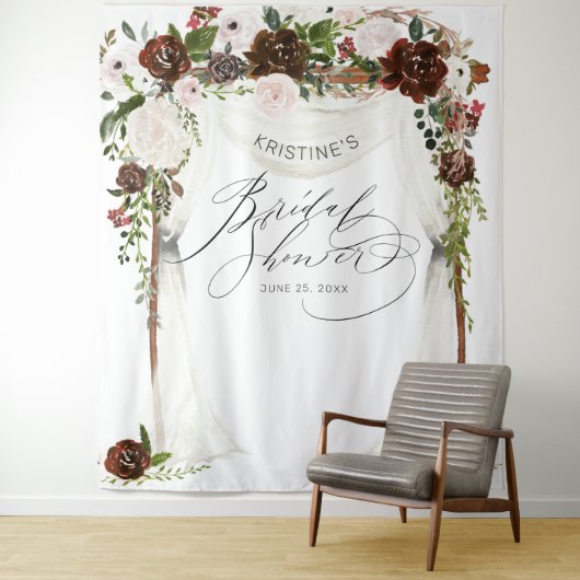 ブルゴ素朴ンディピンクローズフローラブライダルシャワー タペストリー (インサイチュ)
