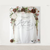 ブルゴ素朴ンディピンクローズフローラブライダルシャワー タペストリー (正面)