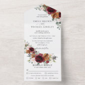 ブルゴ素朴ンディ赤面錆アイボリーフローラ結婚ズ   オールインワン招待状 (内側)
