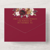 ブルゴ素朴ンディ赤面錆アイボリーフローラ結婚ズ   オールインワン招待状 (裏面)