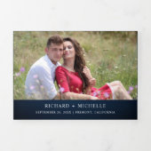 ブルゴ素朴ンディ・フローラ・ホワイト・パンプキン・ネービ結婚ーズ 三つ折り招待状 (カバー)