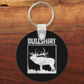 ブルシャツブルおもしろいエルクディアバックボウ狩りフン キーホルダー (正面)