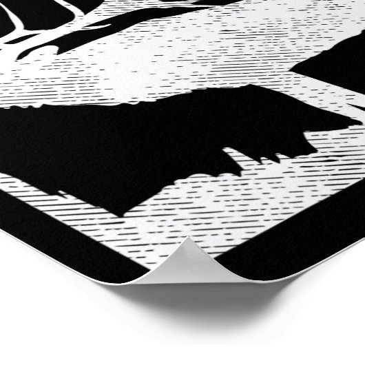 ブルシャツブルおもしろいエルクディアバックボウ狩りフン ポスター (角)