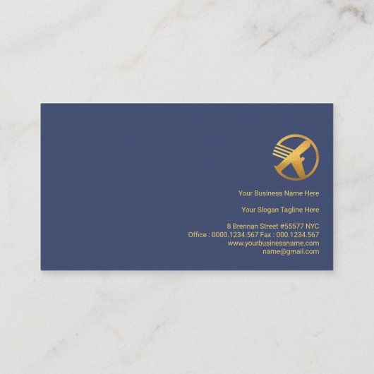 ブルシンプルーミニマリスト金ゴールドライン物流 名刺 (裏面)