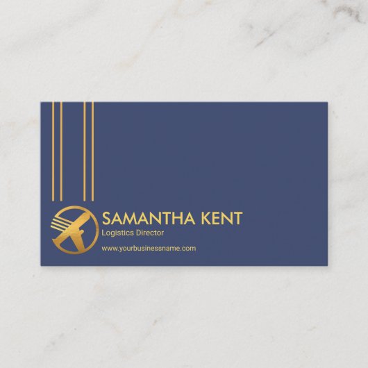 ブルシンプルーミニマリスト金ゴールドライン物流 名刺 (正面)