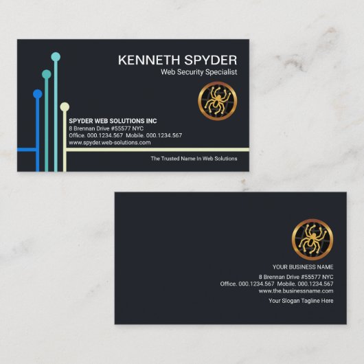 ブルシンプルー回路基板くもの巣設計者 名刺 (正面/裏面)