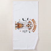 ブルシートハイランドカウーおもしろい幽霊 ビーチタオル (正面)