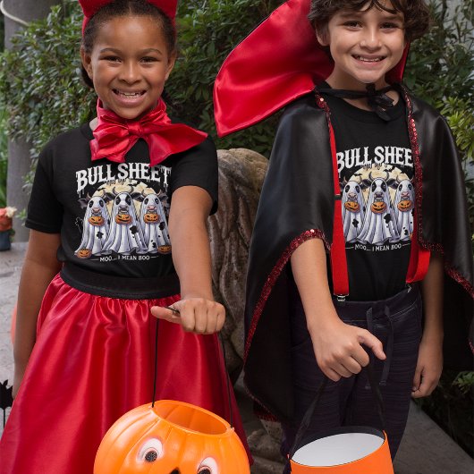 ブルシートモーはおもしろいハロウィーンの子供 Tシャツ