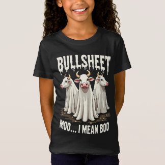 ブルシートモー私はブーおかしなハロウィーン幽霊牛を意味する Tシャツ