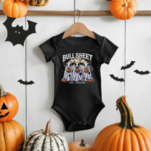ブルシーモートおもしろいブルハッピーハローウィン ベビーボディスーツ