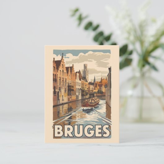 ブルジェスベルギーイラストレーショントラベルアートヴィンテージ ポストカード (スタンド正面)