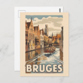 ブルジェスベルギーイラストレーショントラベルアートヴィンテージ ポストカード (正面/裏面)