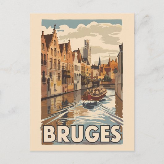 ブルジェスベルギーイラストレーショントラベルアートヴィンテージ ポストカード (正面)