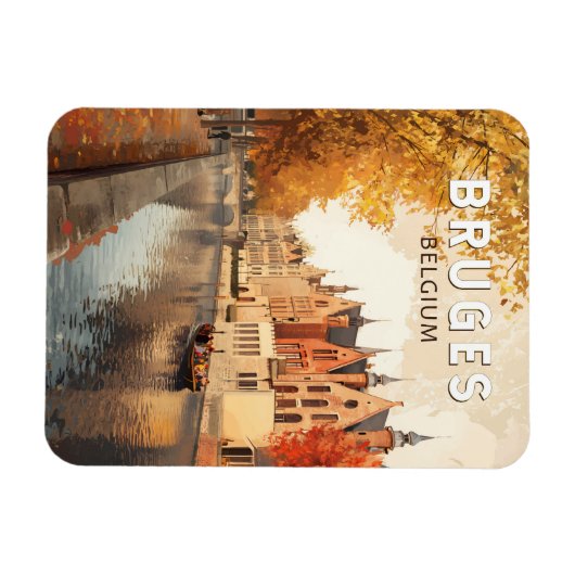 ブルジェスベルギーイラストレーショントラベルアートヴィンテージ マグネット (横)