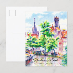 ブルジェスベルギー水絵を描色の旅行 ポストカード