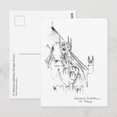 ブルジュフランスアーバンスケッチ聖エティエンヌ大聖堂 ポストカード (正面/裏面)