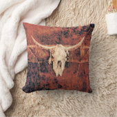 ブルスカルウエスタンカントリーブラウンブラックア素朴ート クッション (ブランケット)