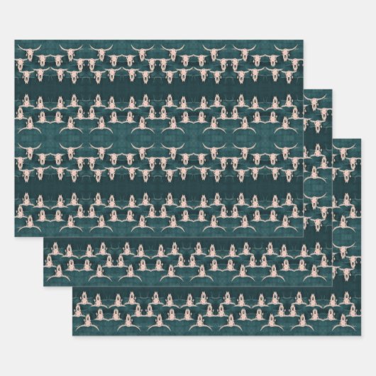 ブルスカルカントリーウエスタングリーン素朴ヴィンテージ ラッピングペーパーシート (セット)