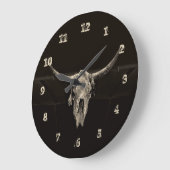 ブルスカルブラウンウェスタンスタイルカッコいい素朴ヴィンテージ ラージ壁時計 (傾斜)