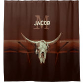 ブルスカルブラウンモノグラムカントリーウェ素朴スタン シャワーカーテン (正面)