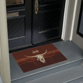 ブルスカルブラウンモノグラム素朴ウエスタンカントリー ドアマット