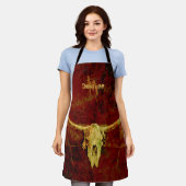 ブルスカルモノグラムウエスタンカントリーブラ素朴ウン エプロン (着用した状態)