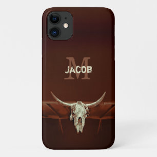 ブルスカルモノグラムブラウンウェ素朴スタンカントリー iPhone 11 ケース