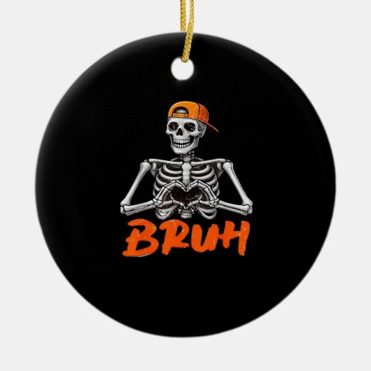 ブルスケルトハンドハートハロウィーンコスチュームメンズCl セラミックオーナメント (正面)