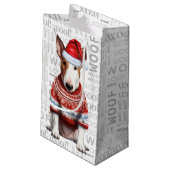 ブルスタイリッシュテリア犬ウーフワードアートクリスマス スモールペーパーバッグ (裏面アングル)