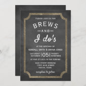 ブルズと私のブルワリーのChalkboard 結婚's 招待状 (正面/裏面)