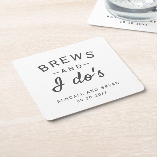 ブルズと私はブルワリーの結婚紙コースター スクエアペーパーコースター (アングル)