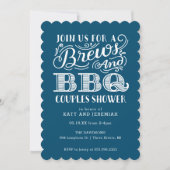 ブルズとBBQカップルがブルーでシャワー 招待状 (正面)
