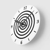 ブルズアイサークルリングや輪白黒デザインアート ラウンド壁時計 (傾斜)