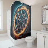 ブルズアイ爆発を伴う燃えるようなダーツボード シャワーカーテン (インサイチュ)