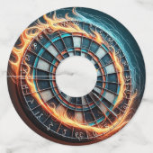 ブルズアイ爆発を伴う燃えるようなダーツボード ワイングラスタグ (裏面)