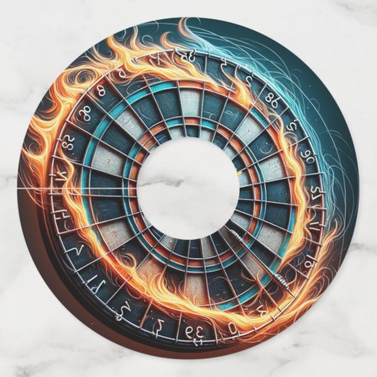 ブルズアイ爆発を伴う燃えるようなダーツボード ワイングラスタグ (裏面)