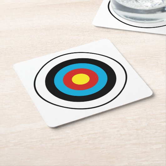 ブルズアイ目標デザイン スクエアペーパーコースター (アングル)