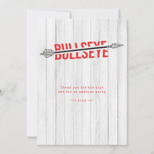 ブルズイエボウアローアーチェリースポーツ感謝してい誕生日 サンキューカード (正面)