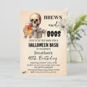 ブルズ&ボスハロウィーンスカルビールアダルト誕生日 招待状 (スタンド正面)
