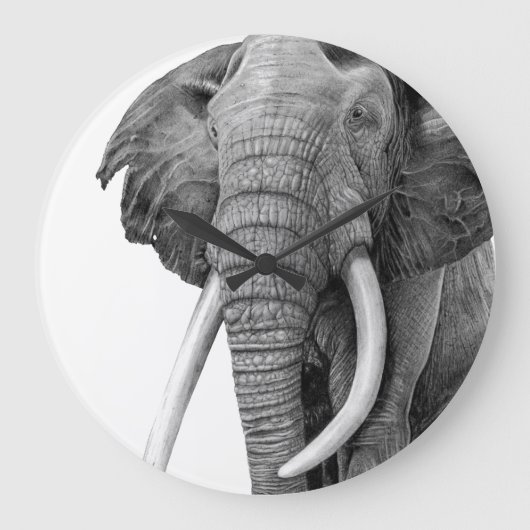 ブルゾウ – スケッチ（鉛筆） ラージ壁時計 (正面)